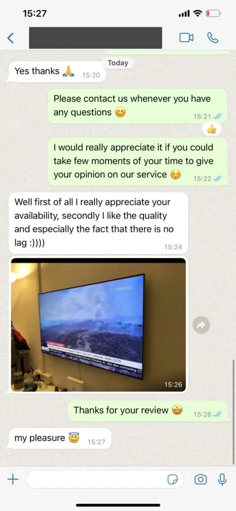 WhatsApp chat screenshot of verified client support conversation 2