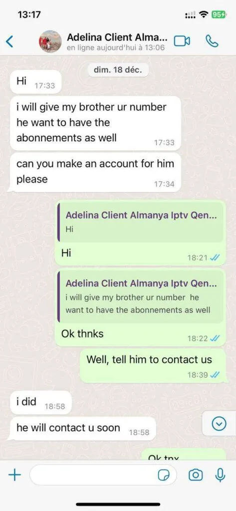 WhatsApp chat screenshot of verified client support conversation 5